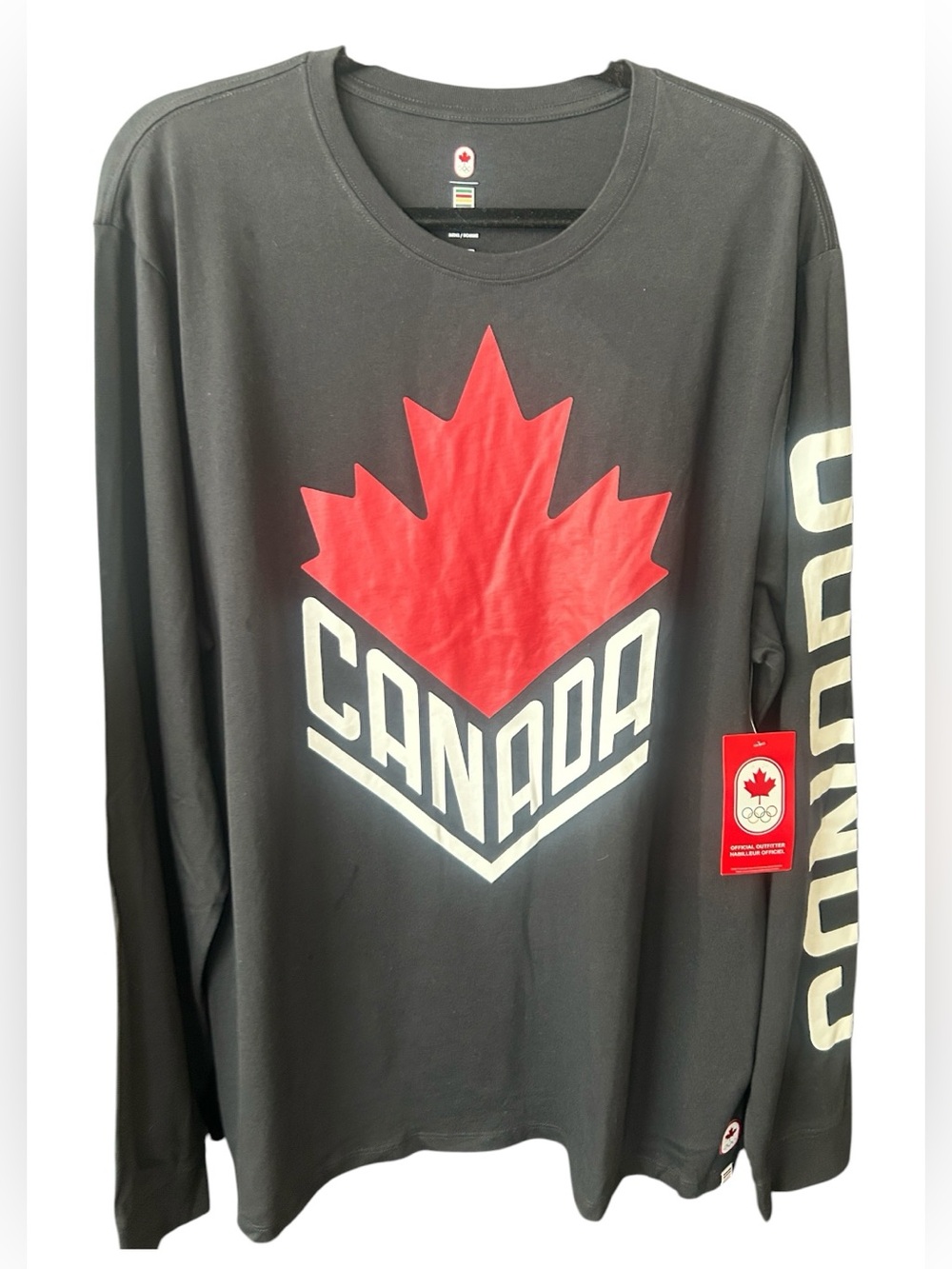 HBC Team Canada Olympics Graphic Long Sleeve Tee Black Size XL